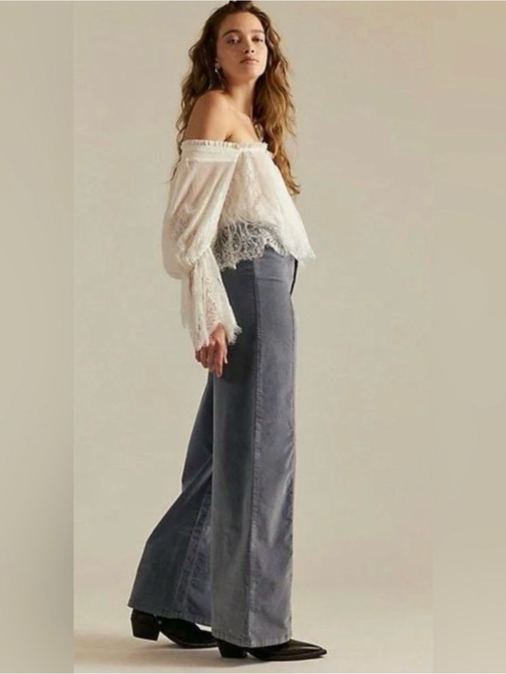 Free People We The Free Libre Cord Wide-Leg Jeans. NWT. Mockingbird - Picture 4 of 4